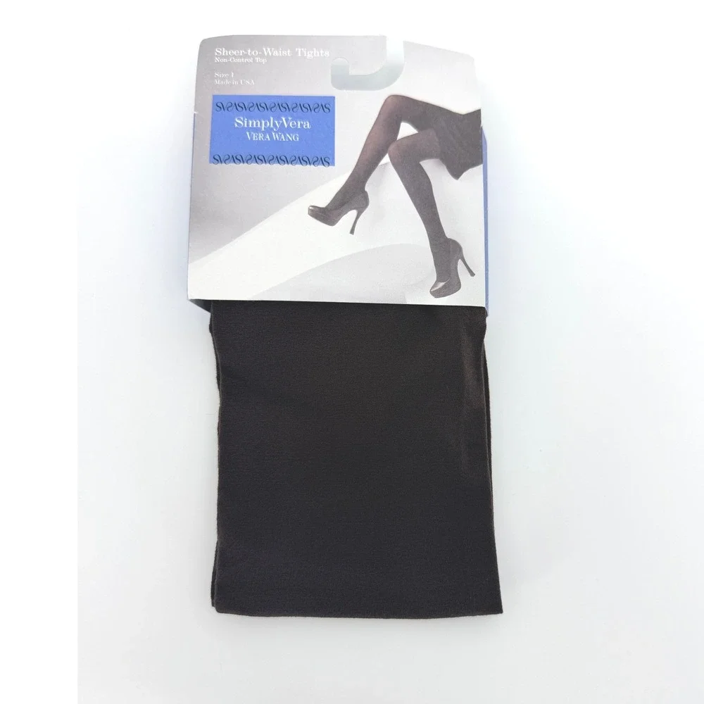 Simply‎ Vera Vera Wang Brown Opaque Sheer-to-Waist Tights Size 1 NEW